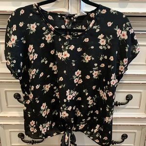 Black floral blouse